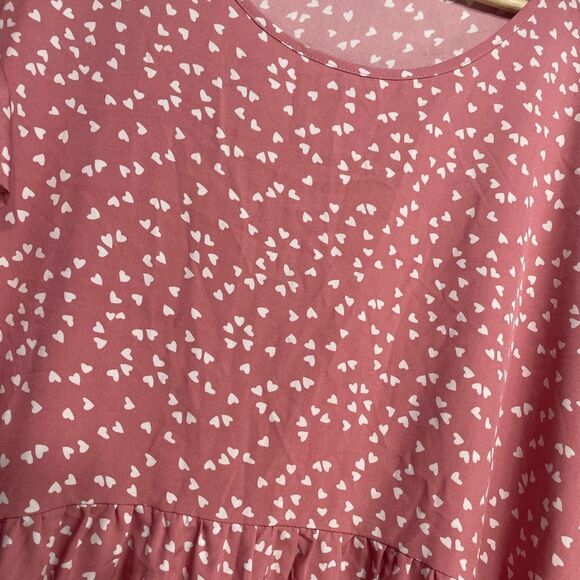 Shein Curve Flutter Sleeve Pink Heart Print Dress 2XL - Picture 3 of 6